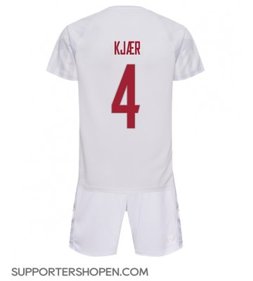 Danmark Simon Kjaer #4 Bortatröja Barn VM 2022 Kortärmad (+ korta byxor)